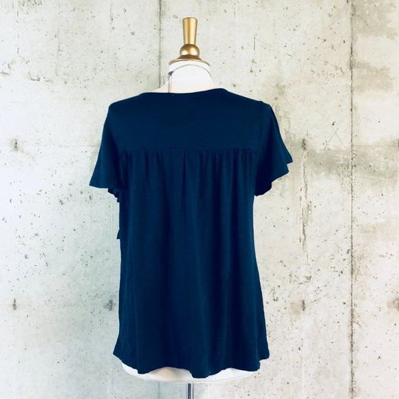 Embroidered Blue/White Floral Blouse Top - Picture 5 of 13